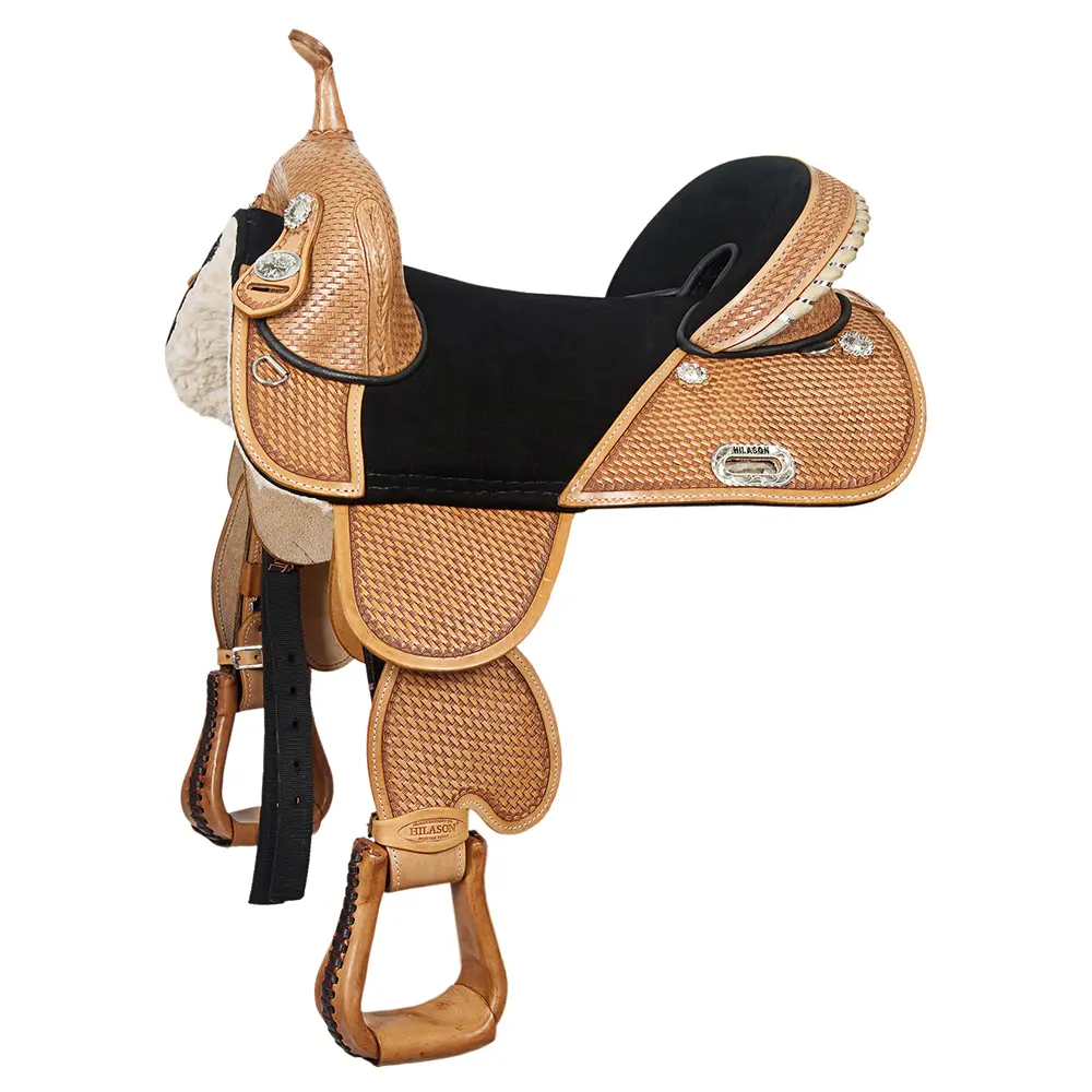 HILASON Western Horse Treeless Trail Barrel Saddle American Leather | for Horses