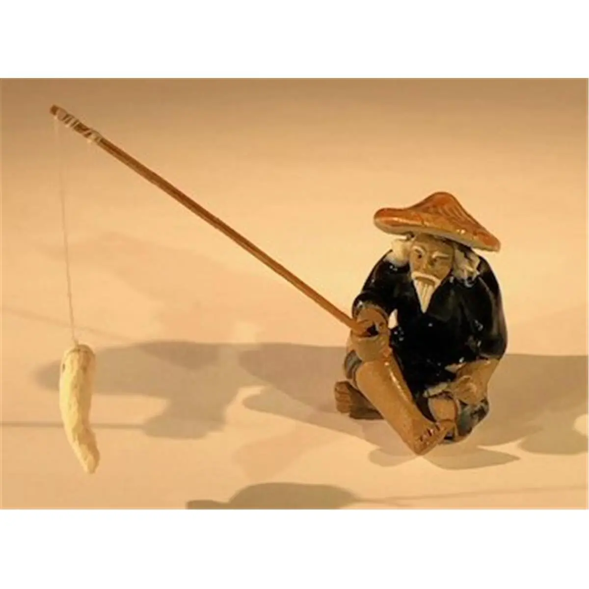 212 MAIN Small 2.25 in. Glazed Ceramic Fisherman Figurine - Home Decor Statue, Collectible Ornament, Household Decor Item, Ornaments