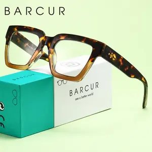 Barcur Retro Square Reading Glasses, Thick Frame Presbyopia Readers, Lightweight PC Lenses, Ideal for Office & Daily Use