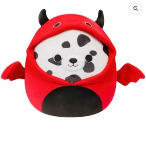 Squishmallows 12" Halloween Dustin The Dalmatian in Devil Costume Plush Toy with Red Cape and Horns