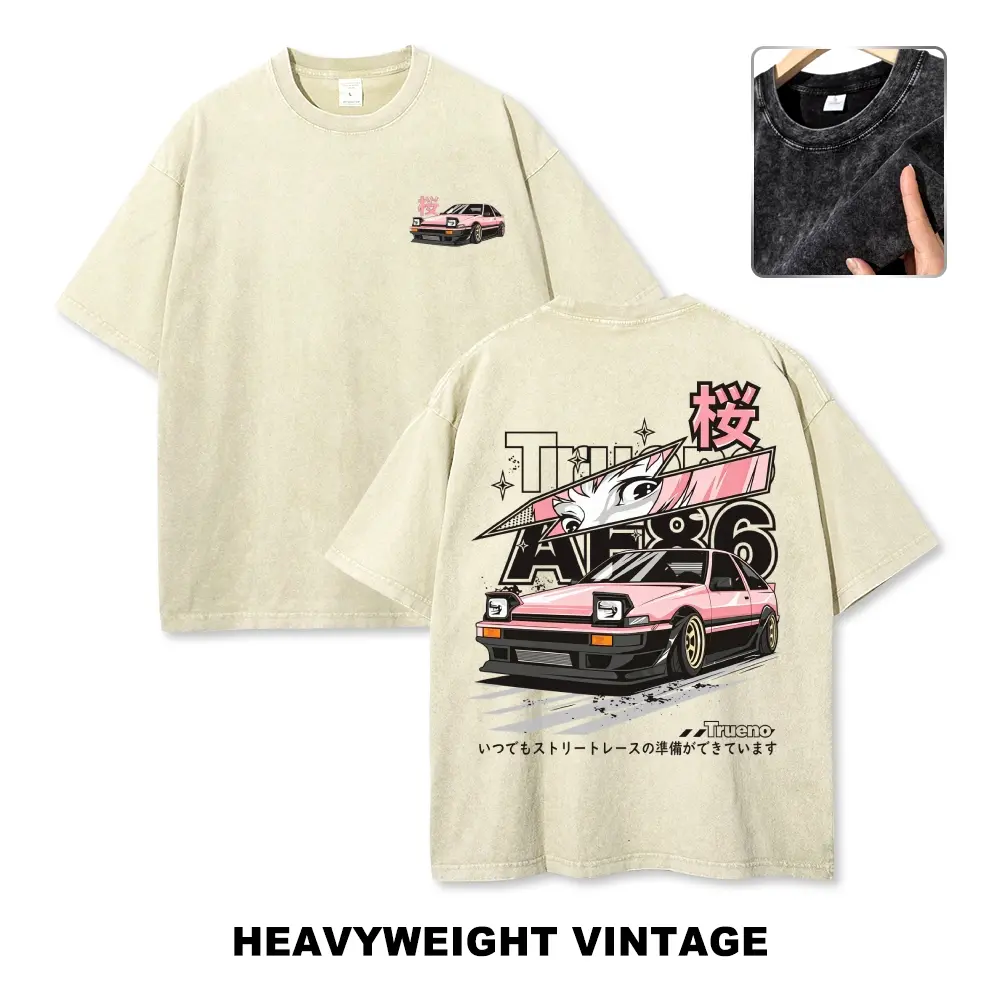 AE86 Trueno JDM Anime Eyes Vintage Washed Tee 90s Men's Graphic Tee t Shirts Funny Graphic Tee Good Graphic Tees Graphic Tees Streetwear Outfits Men Vacation Outfits Oversized Tshirt Men