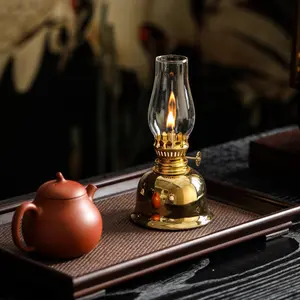 Adjustable Wick Outdoor Camping Oil Lamp, Ceramic Electroplated Finish, Indoor & Outdoor Use, No Power Needed, Decorative Table Light, Camping Lantern