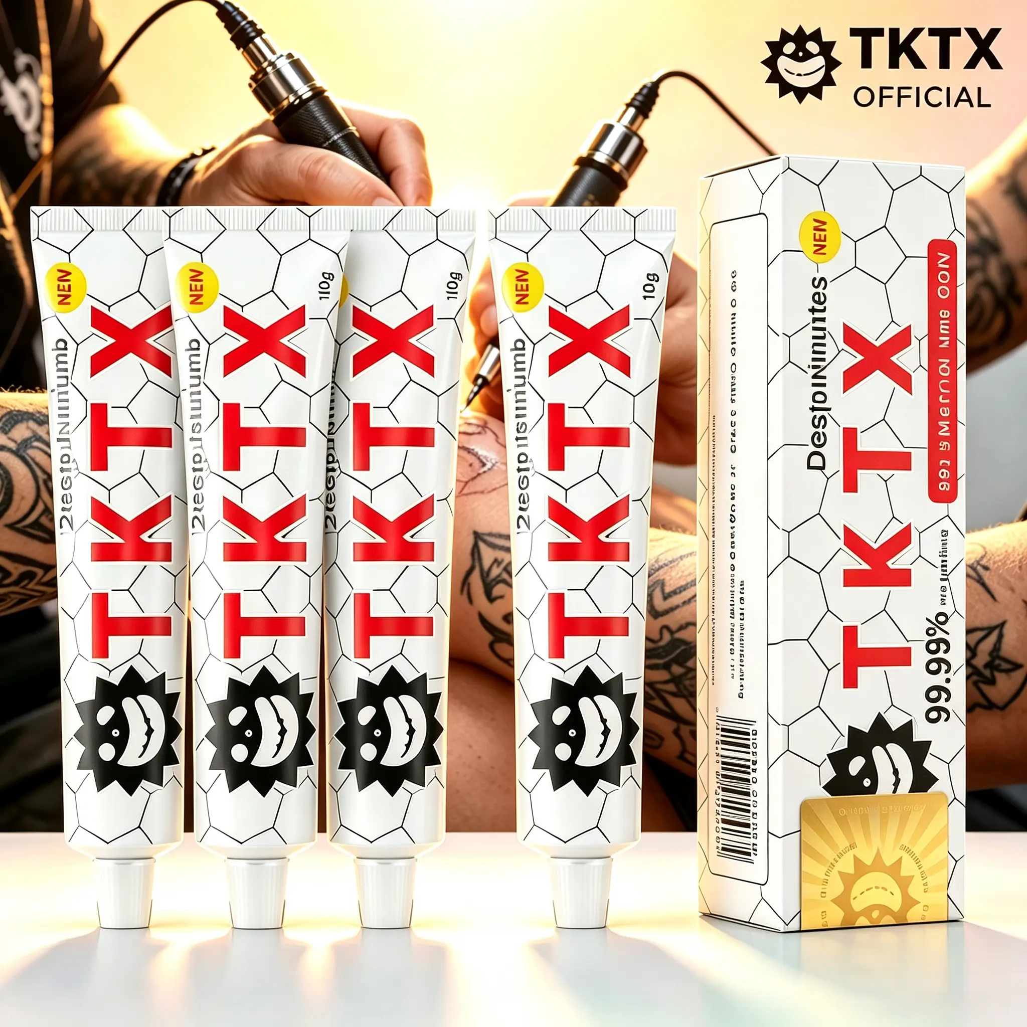 TKTX White 99.99% Tattoo Aftercare Cream Balm, Skin Comfort for Tattoos/Piercing, Wrap Film On Support for Beauty Art Procedures