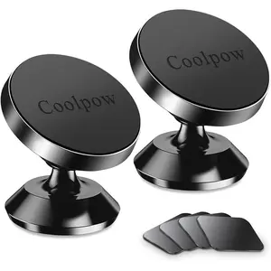 Coolpow 【2-Pack】 Magnetic Phone Holder for Car Phone Holder Mount【Strong Magnet】 Phone Mount for Car Mount for iPhone Magnetic Car Phone Holder【4 Plate】 Cell Phone Holders for Your Car Accessories