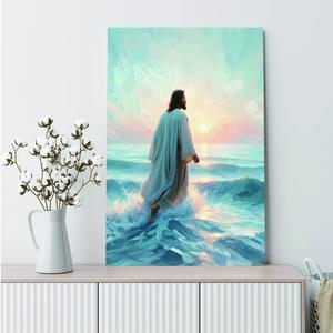 Jesus Walking on the Sea Canvas Wall Art for Modern Home Living Room & Bedroom Decor Enhancing Serenity Elegance in Your Space Canvas Material Ideal for Living Rooms and Bedrooms