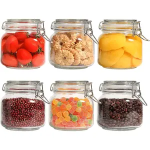 6-Pack 27oz Square Glass Pantry Canisters, Aesthetic Food Storage Jars for a Full Makeover, Modular Containers for Coffee, Sugar, Cookies, Snacks & Spices
