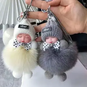 2 Pack Handmade Soft Doll Keychain Plush Charm Pendant for Phone Bag Cute Accessory Gift for Women Girls Birthday Holiday Everyday Use