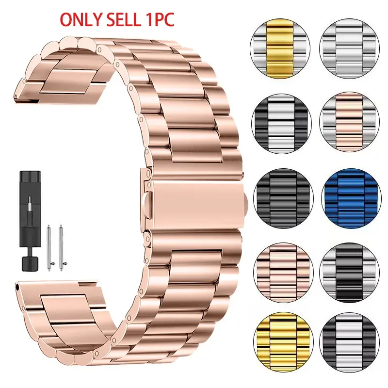 16/18/20/22/24mm Stainless Steel Watch Band Smartwatch Strap Compatible with Garmin Huawei Xiaomi Samsung Amazfit, Unisex Strap for Meetings Business Travel Smart Watch Straps, Smart Watch Accessories