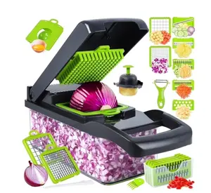 14-in-1 Multifunctional Food Chopper Vegetable Slicer Dicer Cutter with 8 Blades for Efficient Vegetable Preparation Kitchen Tool