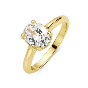 2CT Engagement Ring Oval Cut Solitaire Cubic Zirconia CZ Wedding Promise Ring for Her Wedding Bands for Women Size 5-9