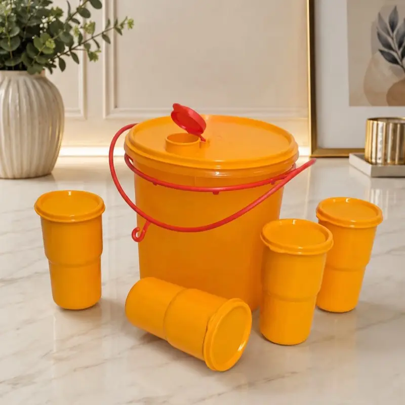 Kitchen 5-L Storage Container Set with 4 Matching Cups