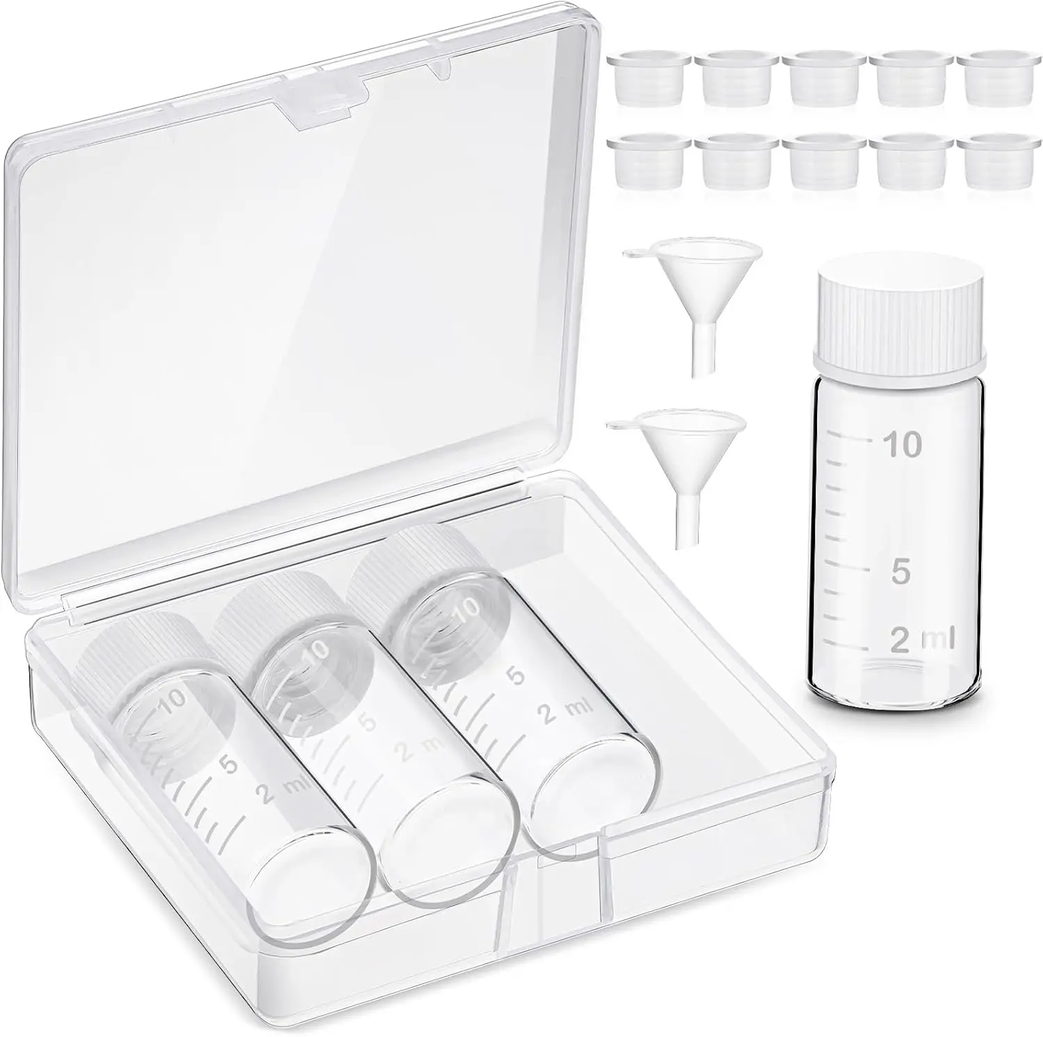 Baderke 4 Pcs Liquid Medicine Travel Container Scale Glass Liquid Containers Small Single Dose Medicine Bottles Dispenser and Leak-proof Plug Travel Essentials Accessories(Clear,10ml)