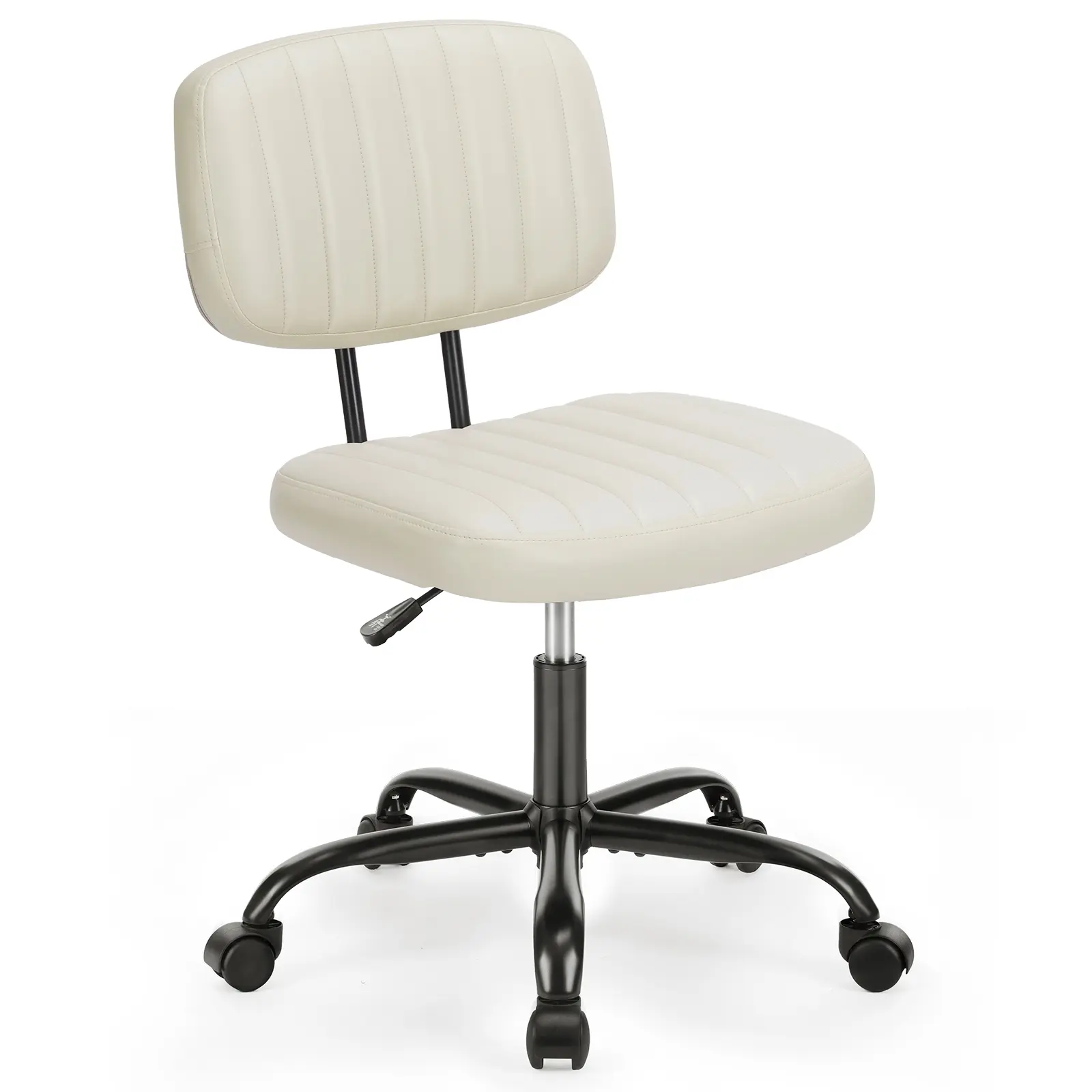 Modern Height Adjustable Small Office Desk Chair with WheelsComfy Armless PU Leather Rolling Swivel Task Chair Perfect for Adults, Students, Bedrooms, Homes, and Vanities, Pu Leather Chairs, Vanity Chair
