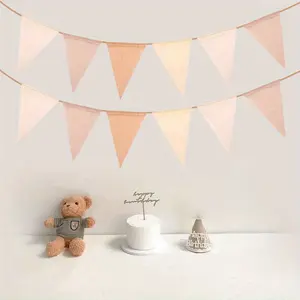 12pcs/set DIY Jute Burlap Lace Triangle Flag(157.4"), Wedding Party Decoration, Pull Flag, Party Bunner, Party Supplies, Party Decor, Wedding Banner, Wedding Decor, Birthday Banner, Home Decor, Room Decor
