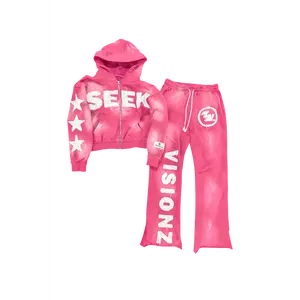 SEEK VISIONZ SET - Hoodie & Pants with Bold Prints, Long Sleeve, Medium Length, 400 GSM Terry French Cotton, All Seasons, True to Size, Limited Quantity
