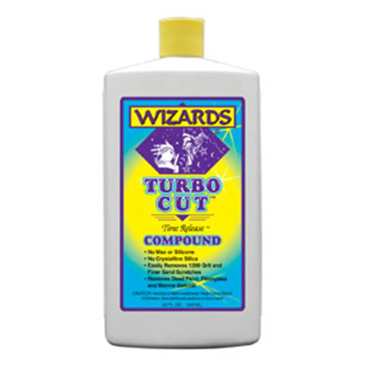 212 MAIN Wizard 11044 32oz Water-Based Liquid Turbo Cut & Polish Compound - Scratch Removal for 1000 Grit+ Sand Scratches, Fast Cut on Dead Paint, High Gloss Finish, No Wax/Silicone/Crystalline Silica, Non-Greasy Non-Staining Single Stage Solution, No Wax