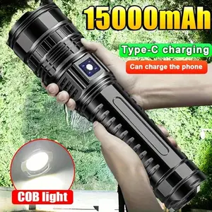 Super Bright 4500mAh LED Flashlight - Rechargeable High Power Tactical Flashlight, Long Range with Dual Button Control, Suitable for Camping and Emergency Situations
