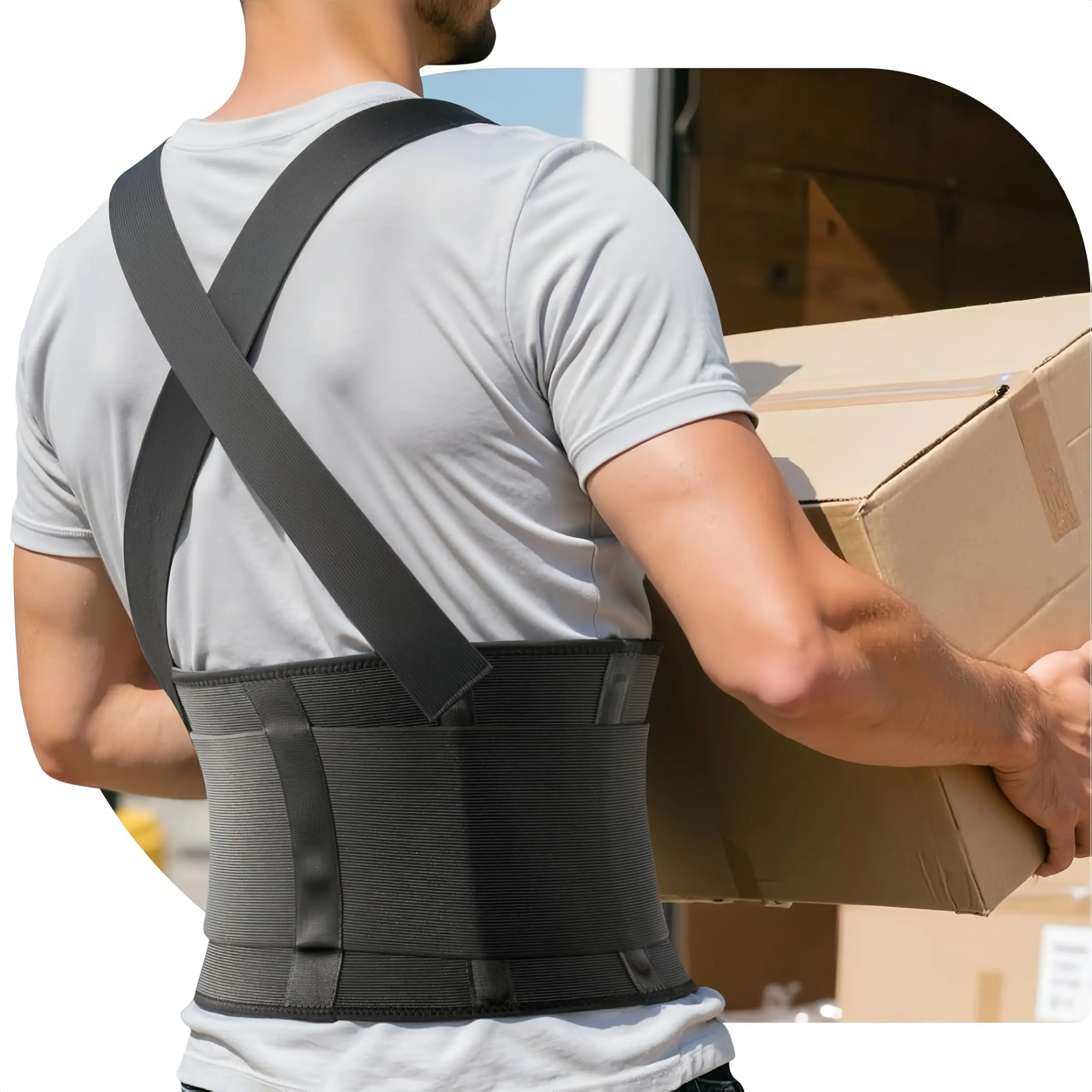 Work Back Brace for Men & Women, Adjustable Fit Lower Back Support Belt, Recovery Belt, Lumbar Compression Belt for Sciatica, Herniated Disc, Pain Relief, Moving Construction Warehouse Heavy Lifting Safety & Protection