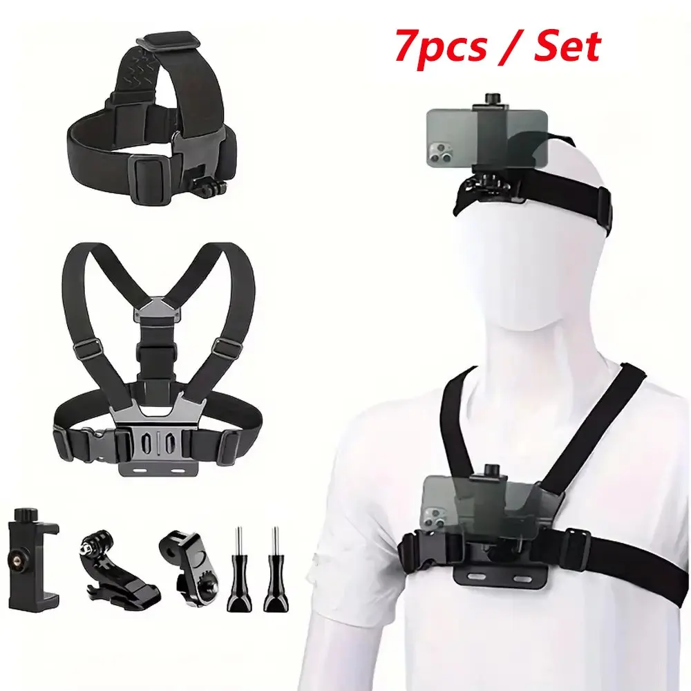 Adjustable Phone Selfie Chest Strap Holder, Outdoor Photography Essential, Universal Phone Chest Mount, Includes Belt, J-Shaped Base, Adapter, Screws, Phone Stand, Cell Phone Clip, Adjustable Cellphone Holder, Mobile Phone Holder, Phone Holder Design