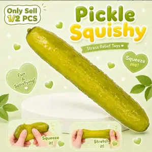 Pickle Squishy Stress Relief Toys, Realistic Pickle Stress Relief Toy, Slow Rising Soft Squeeze Sensory Fidget, Flexible Rebound Hand Toy for Home Office Classroom Travel Use