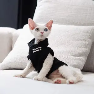 Winter Warm Fleece-Lined Hooded Vest Sweatshirt for Hairless Cats & Small Dogs Sphynx Devon Pet Clothes All Seasons