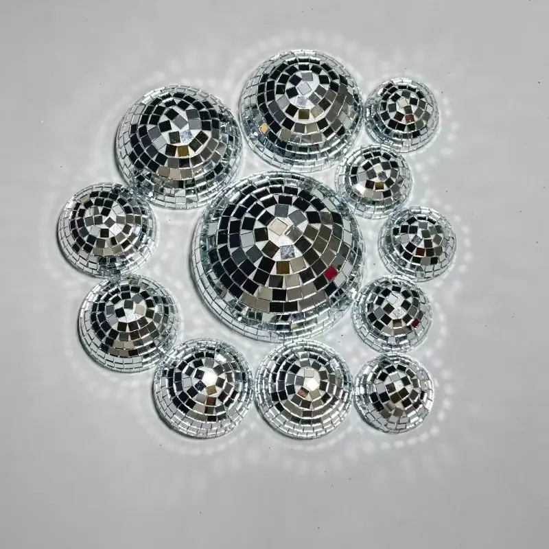 20 Disco Balls Set, 4 Sizes, Half Moon Shape, Silver Color Reflective Mirror Balls, Shiny Decoration for Living Room, Home Decor, Dance and Celebration