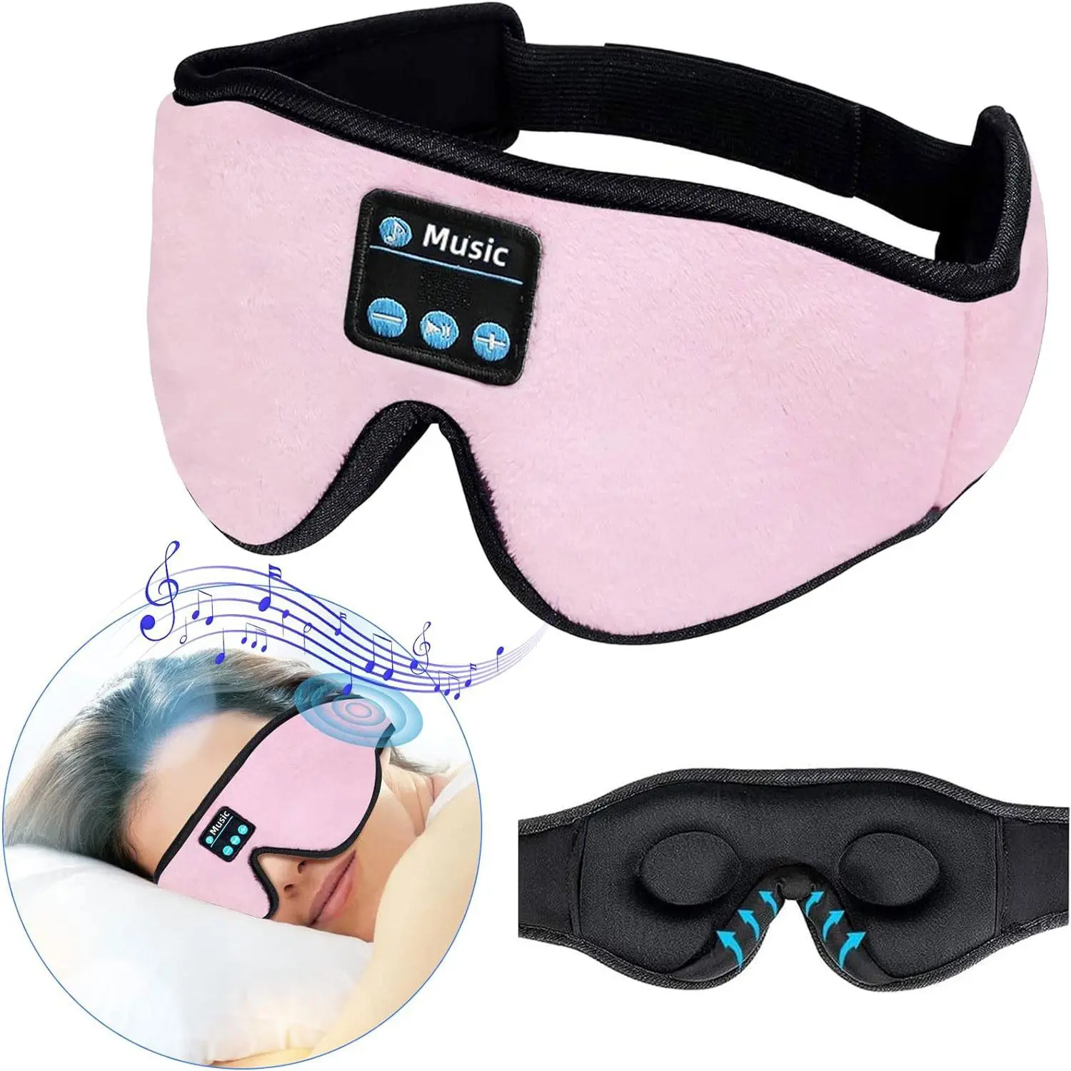 Wireless Open-ear Headphones, 1 Count Sleep Headphones, Sleep Earbuds, 3D Sleep Eye Mask Wireless Headphones with Ultra-thin HD Stereo Speakers, Sleeping Eye Mask