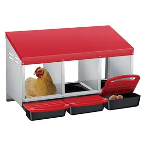 Chicken Nesting Boxes with Cleanable Pull-Out Trays, Roll Away Nesting Box for Laying Eggs, Easy Egg Collection,Cleanable Pull Out Hen Roosting Boxes