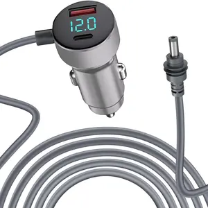 Starlink Mini car power adapter, Starlink Mini power cable, DC 12V/24V car cigarette lighter power cable, with digital display, USB‑C PD 30W and USB‑A QC 3.0 30W ports, suitable for trucks and cars
