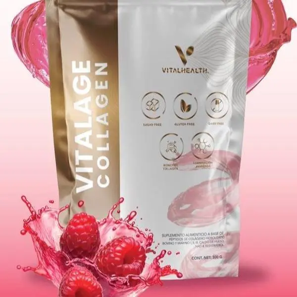 VitalHealth VitalAge Collagen Raspberry Flavor Beverage for Beauty Routine Natural Supplement Colagen Edible Drink 300g