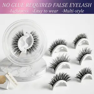 babygurl lash 3/6 Pairs Self-Adhesive False Eyelash Set, No Glue Required Naturally Thick Curled Reusable 3D Mink-Like Lashes, Compact Lightweight Cosmetic for Daily Wear & Parties Makeup