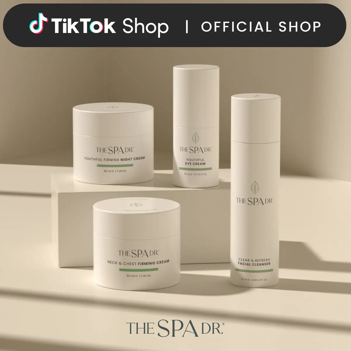 The Spa Dr.® Beauty Sleep Ritual Set | 4-Step Night Skincare Routine | Facial Cleanser + Eye Cream + Night Cream + Neck Firming Cream | Cares for Look of Dark Circles, Fine Lines & Crepey Skin | Hydrating & Firming | Clean Beauty | All Skin Types