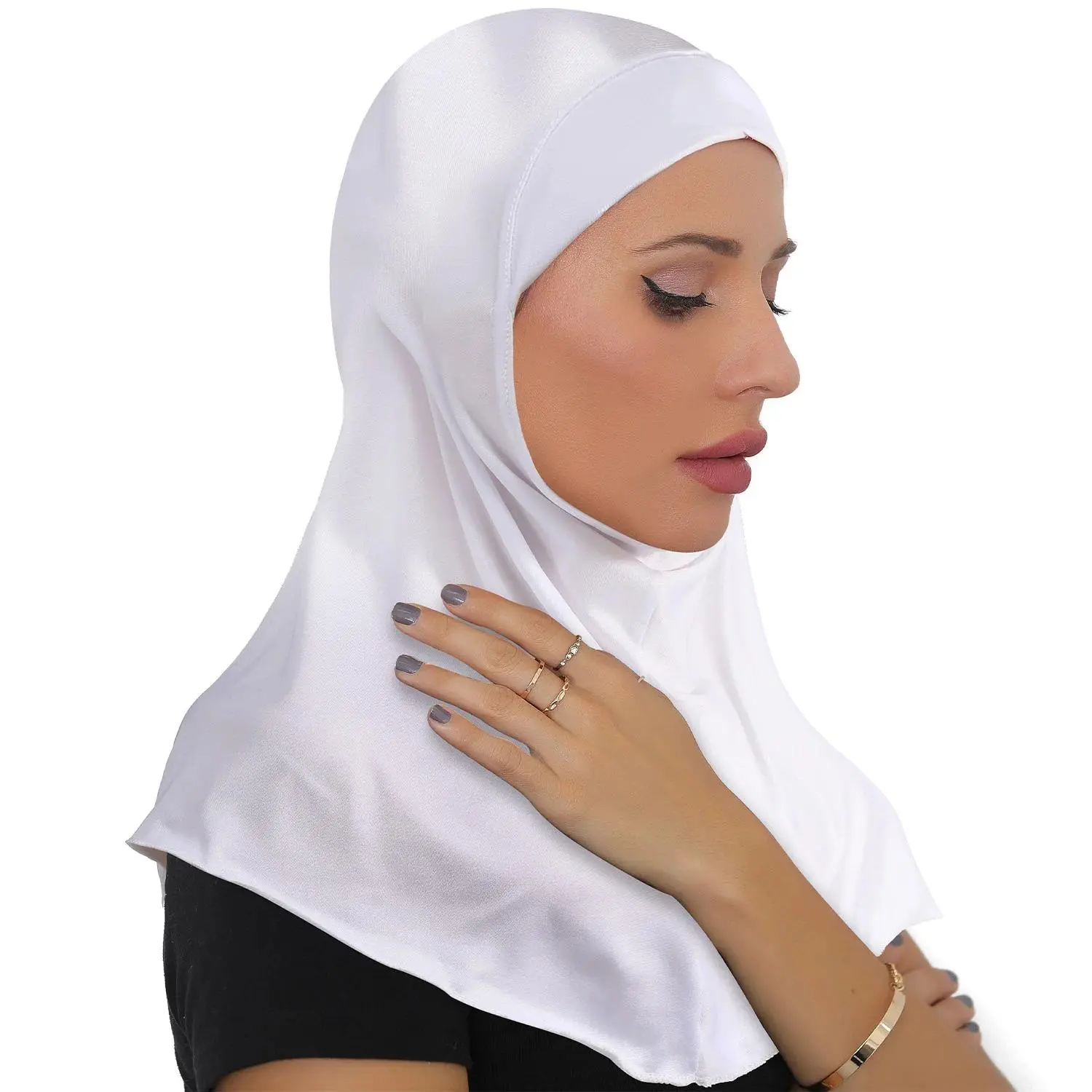 Women's Solid Color Hemp-Polyester Instant Hijab - Pinless, Ready-To-Go Neck Cover Islamic Scarf Shawl Wrap for Workout, Sports Wear, Workout Hijab
