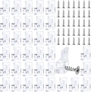36 PCS Mirror Holder Clips Kit, Mirror Hangers for the Wall, Clear Plastic Retainer Clips, Frameless Glass Hanging Kit with Screws and Fixed Mirror Box Door NoBrand