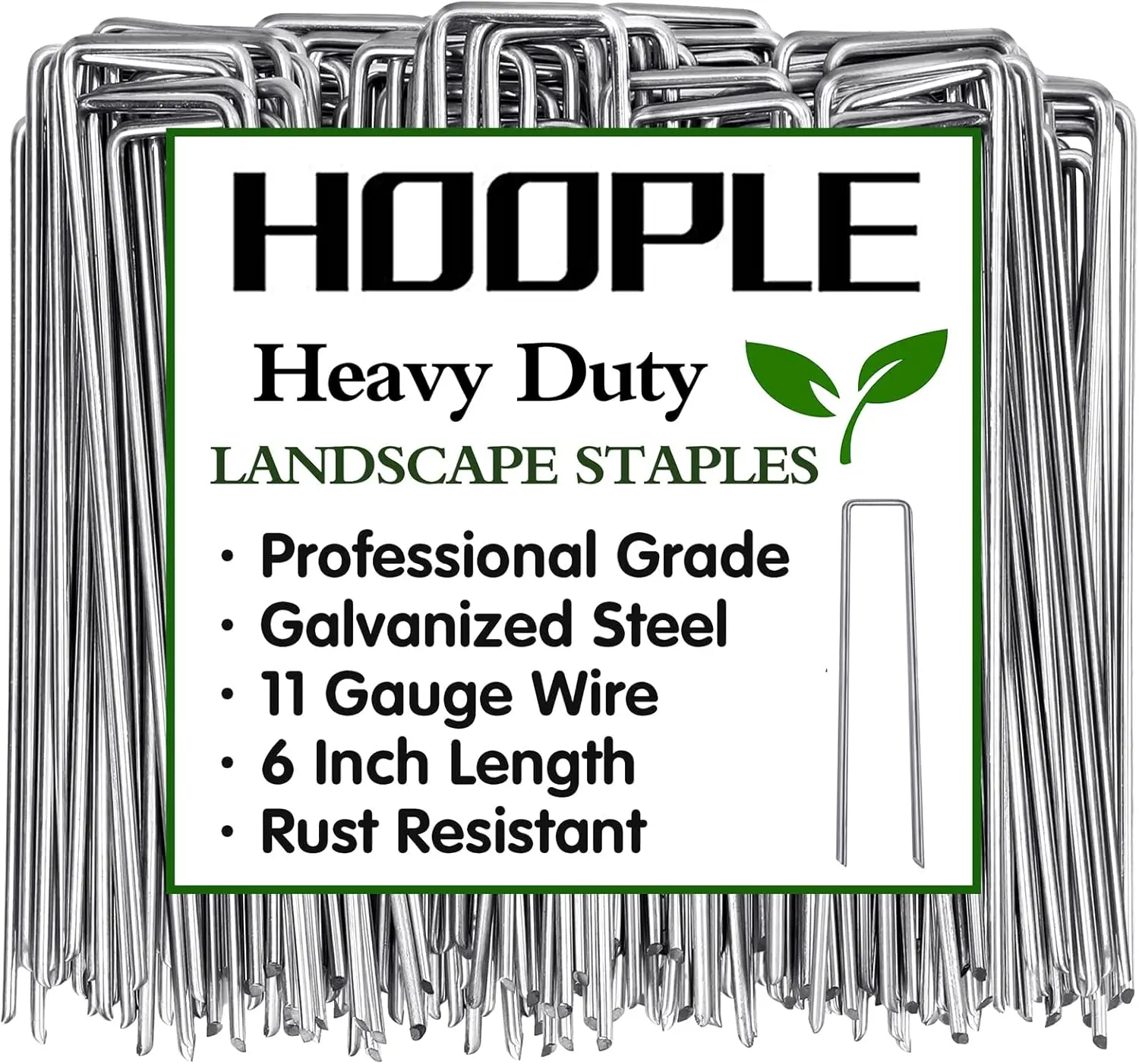 6 Inch Landscape Staples, Garden Stakes Galvanized Tent Stakes Heavy Duty 11 Gauge Anti-Rust Staples for Plant Cover, Turf, Fence, Grass Decoration