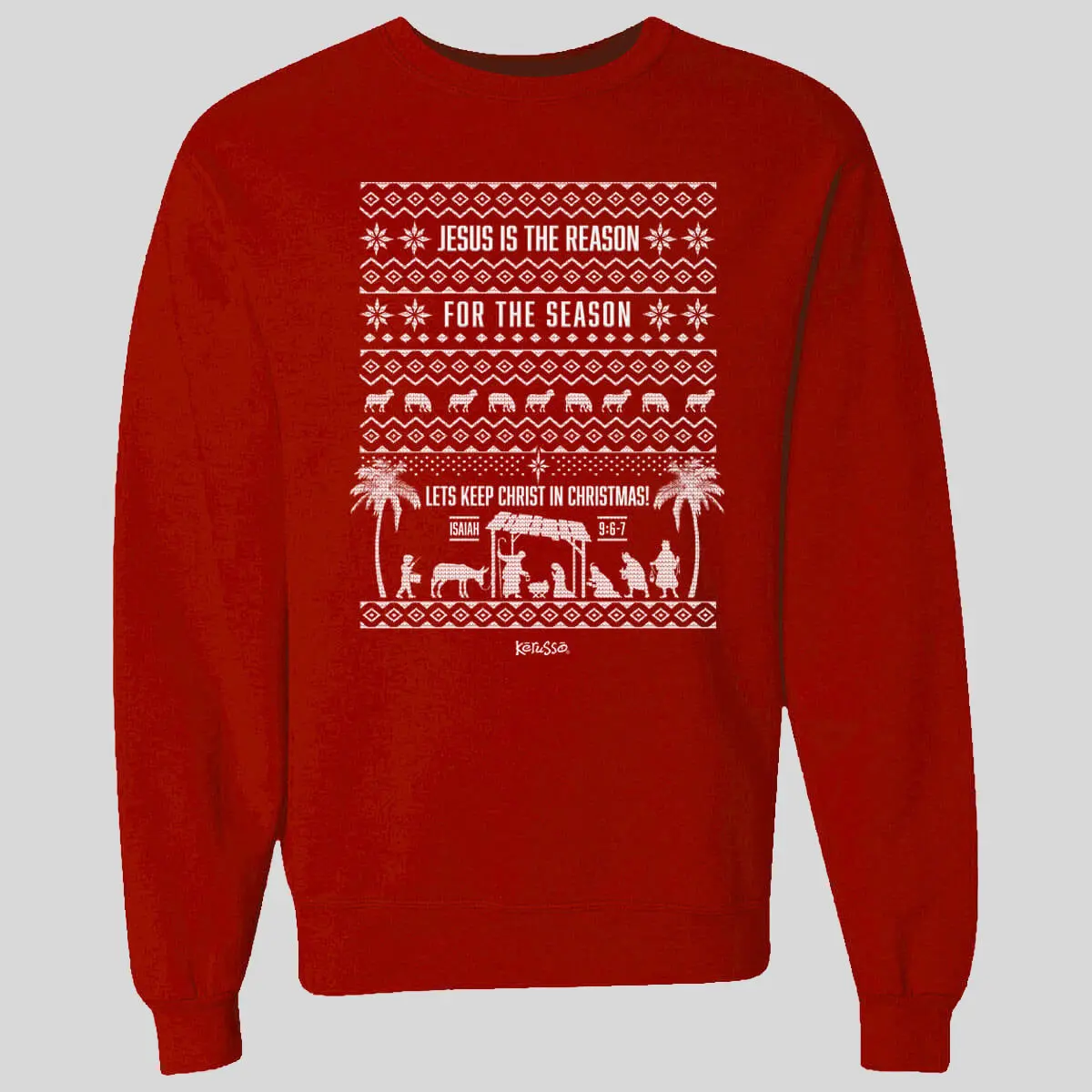 Women's Kerusso Christian Pullover Sweatshirt - Polyester-Spandex Ribbed Preshrunk Fleece Fabric, "Jesus Is The Reason For The Season" Graphic, Longsleeves, Round Neck, Relaxed-Classic Fit, Wearable Hug, Casual Comfy Soft Top