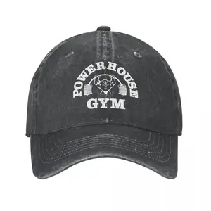 2025  Classic Denim Powerhouse Gym Baseball Caps for Men Women Summer Adjustable Baseball Hat Funny Sun Protection