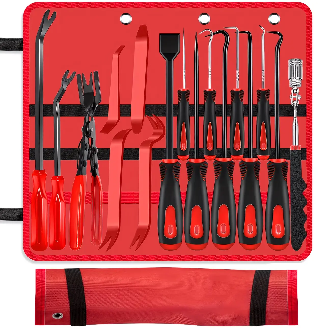 【summerfinds】17pcs Hook And Paddle Tool Set, Automotive Trim Removal Kit, Including Fastener Clamps, Rivet Pullers, Magnetic Pickers, Gasket Scrapers, Scratch-free Plastic Prying Tools For Car Maintenance, A Great Choice For Daily Use And Gifting., Auto R