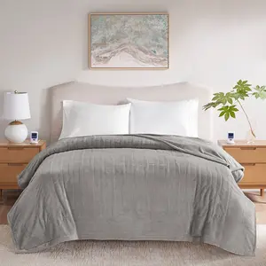 Beautyrest BR54-4129 King Size Microplush Heated Blanket - 100x90x0.25 in, WiFi Technology, Gray, Voice Control, 20 Heat Settings, 10-Hour Automatic Shutoff, Machine Washable