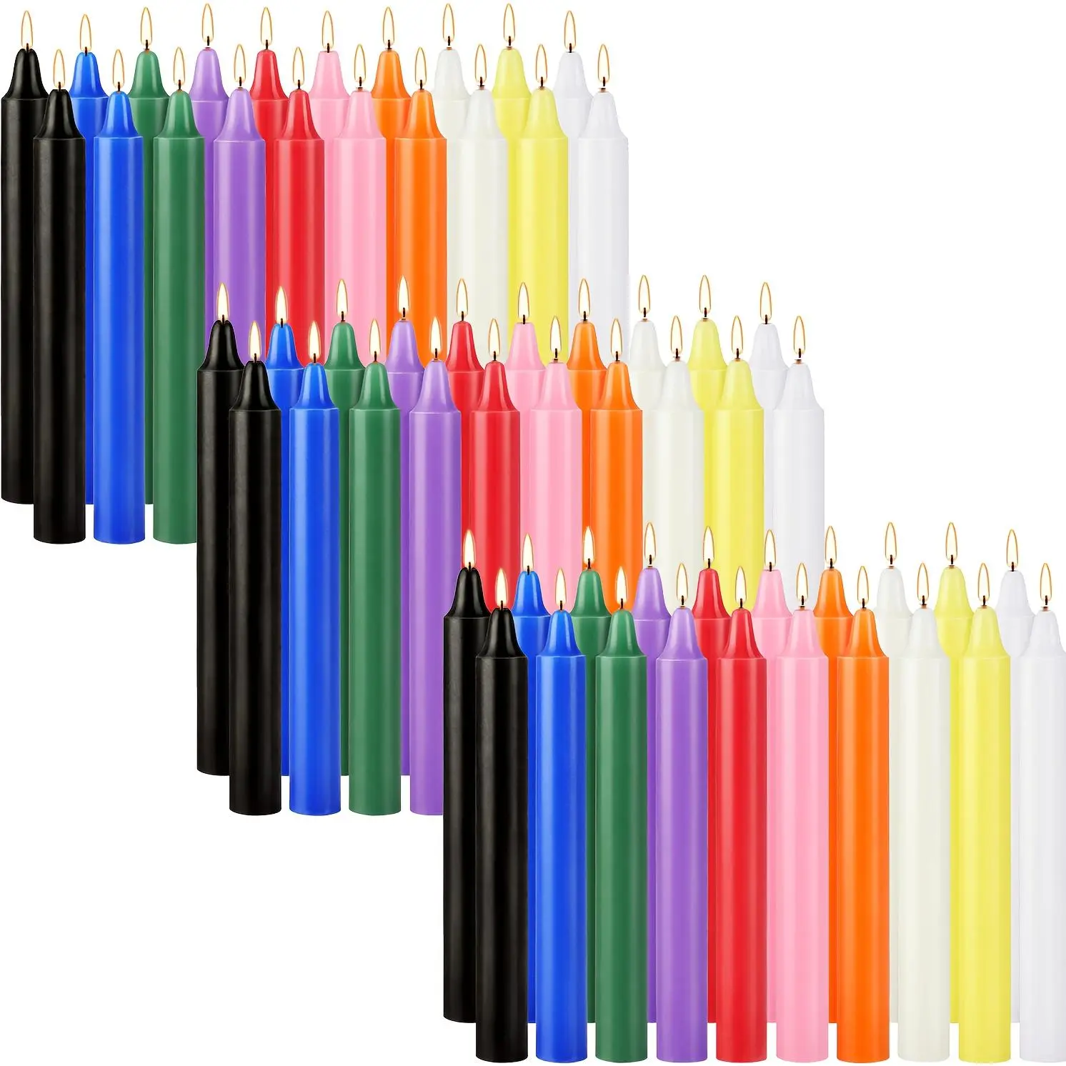 60-Pack Unscented Paraffin Wax Decorative Mini Taper Spell Candles Set - 4-Inch Tall Multi-Colored Sticks for Home Supplies, Valentine's Day Decorations (10 Colors)