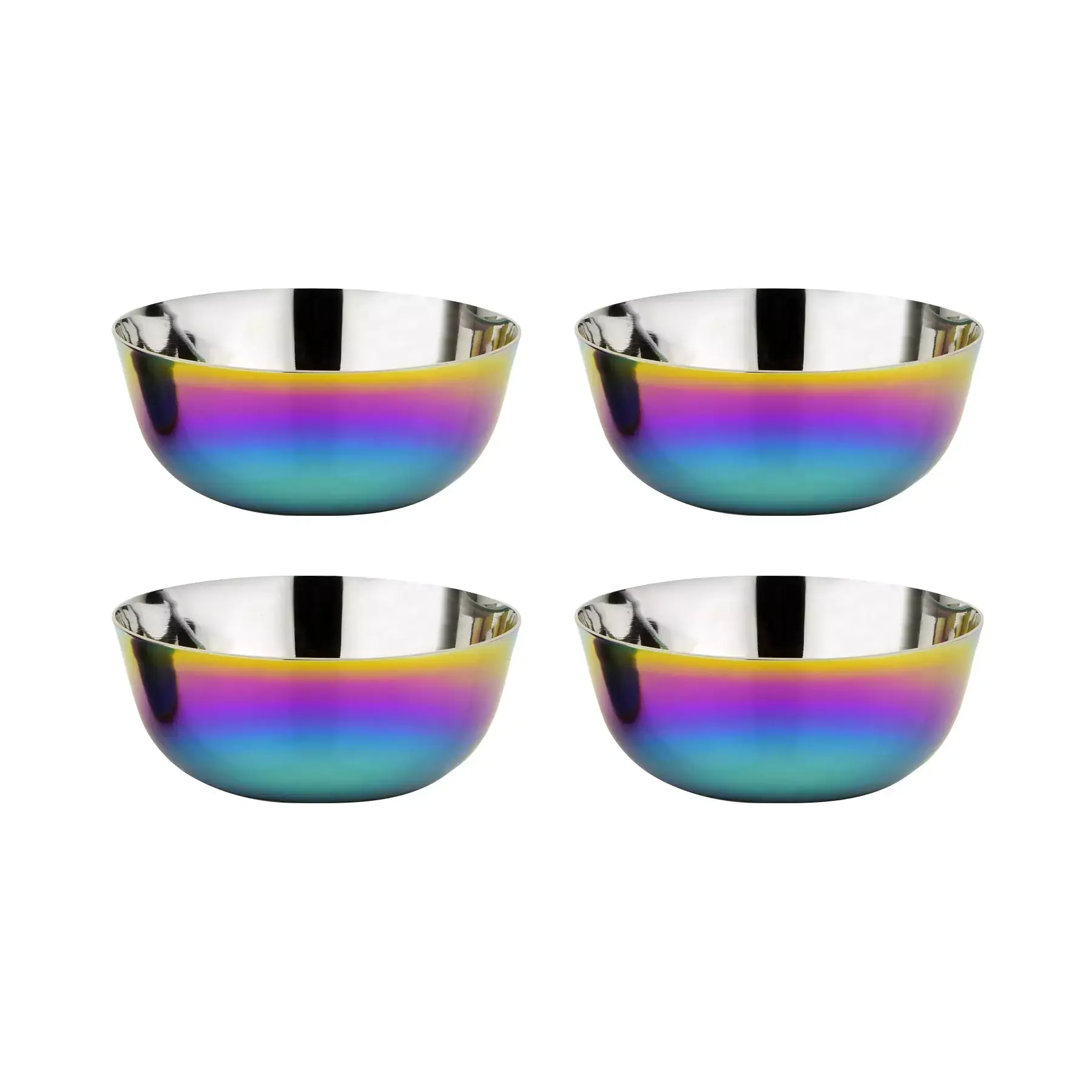Ahimsa Stainless Steel Simple Serve Bowls - 8 oz (Set of 4) for Kids and Toddlers in Rainbow