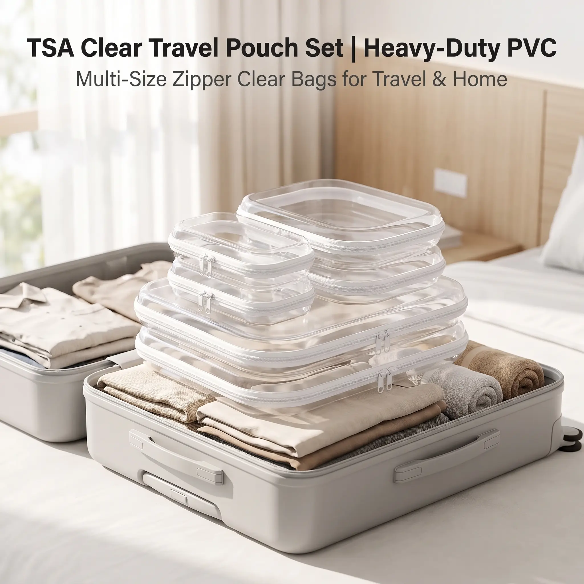 6 PACK! Waterproof Clear Hard Shell Zipper Storage Cases, Durable Plastic Organizer Pouches for Cosmetics Stationery Medicine, Home Storage Bins, Travel Organizer Bag Set for Women Men Set Smooth Drawer Gift Unisex