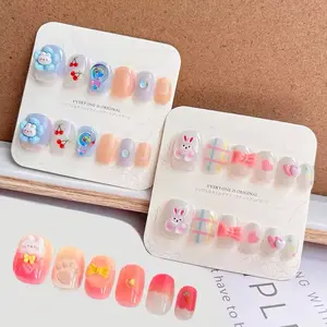 Cute Press-On Nails for Kids Adorable Character Designs (Ages 3-8years old) - Cute, Safe/Non-Toxic, Peel & Press Nails