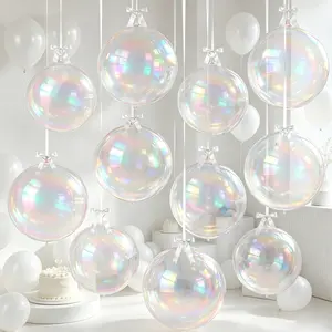 11pcs Rainbow Gradient 4D Round Metal Balloons, 22 Inches, Holographic 4D Metal Balloons, Helium Balloons, Mermaid Theme Birthday Wedding Decorations
