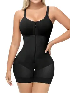 Seamless Tummy Control Shapewear Bodysuit for Women, Fajas Colombian Compression Girdle with Butt Lifter, Zipper Crotch & Adjustable Straps, Fajas Colombian Girdles