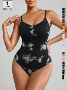 Women's Seamless Smooth Shaping Bodysuit, Tummy Control Slimming Thong Body Shaper, Adjustable Strap, Casual Style, All Seasons, Regular Length