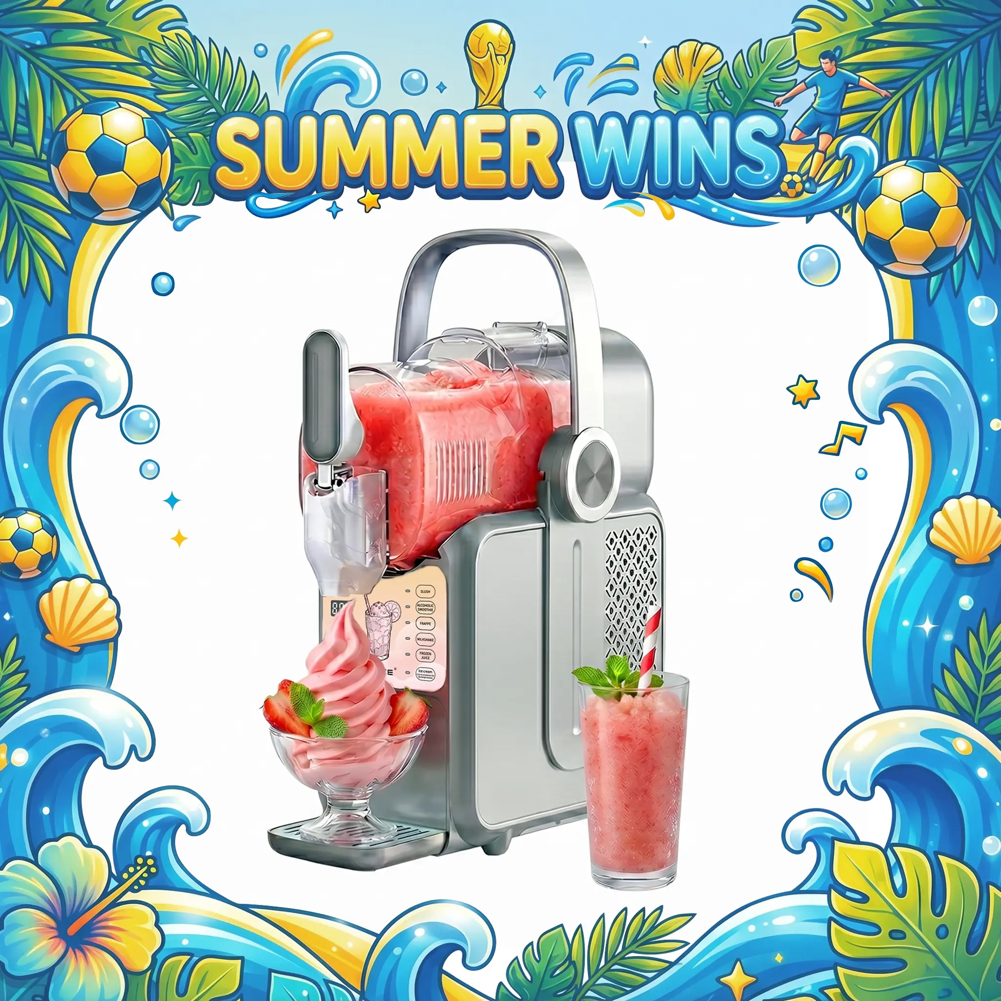 GSEICE 2-in-1 Slushie Machine & Soft Serve Ice Cream Maker, No Ice Needed, Frozen Drinks in 12 Minutes, 3L Capacity, 6 Preset Modes, Self-Clean