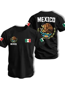 Mexico Emblem Cotton T-Shirt, Loose Fit, Unisex, Cultural Wear, Football Support, Daily, Soft Breathable Fabric, Unique Design