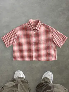 Men's Regular Fit Plaid Gingham Checkered Print Short Sleeve Shirt, Casual Retro Style Top for Daily Wear, Men's Clothes for All Seasons