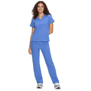 cozyfit Scrubs for Women DawnDusk Set Medical Uniform - V-Neck Top & Straight Leg Pants with 9 Pockets,Easy Care SpringStatements